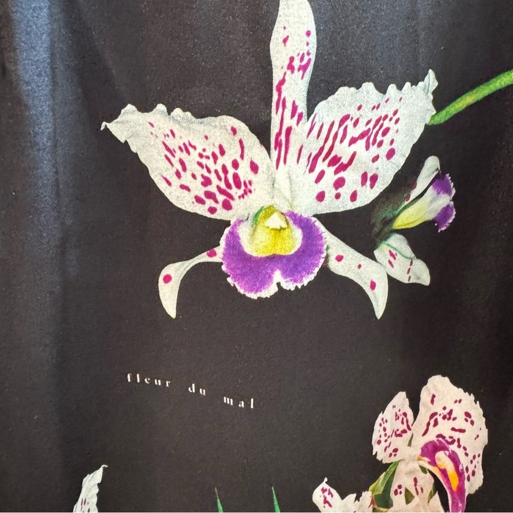 Fleur‎ du Mal Orchid Floral Silk Wrap Dress Black Purple Long Sleeve Small - Picture 7 of 11